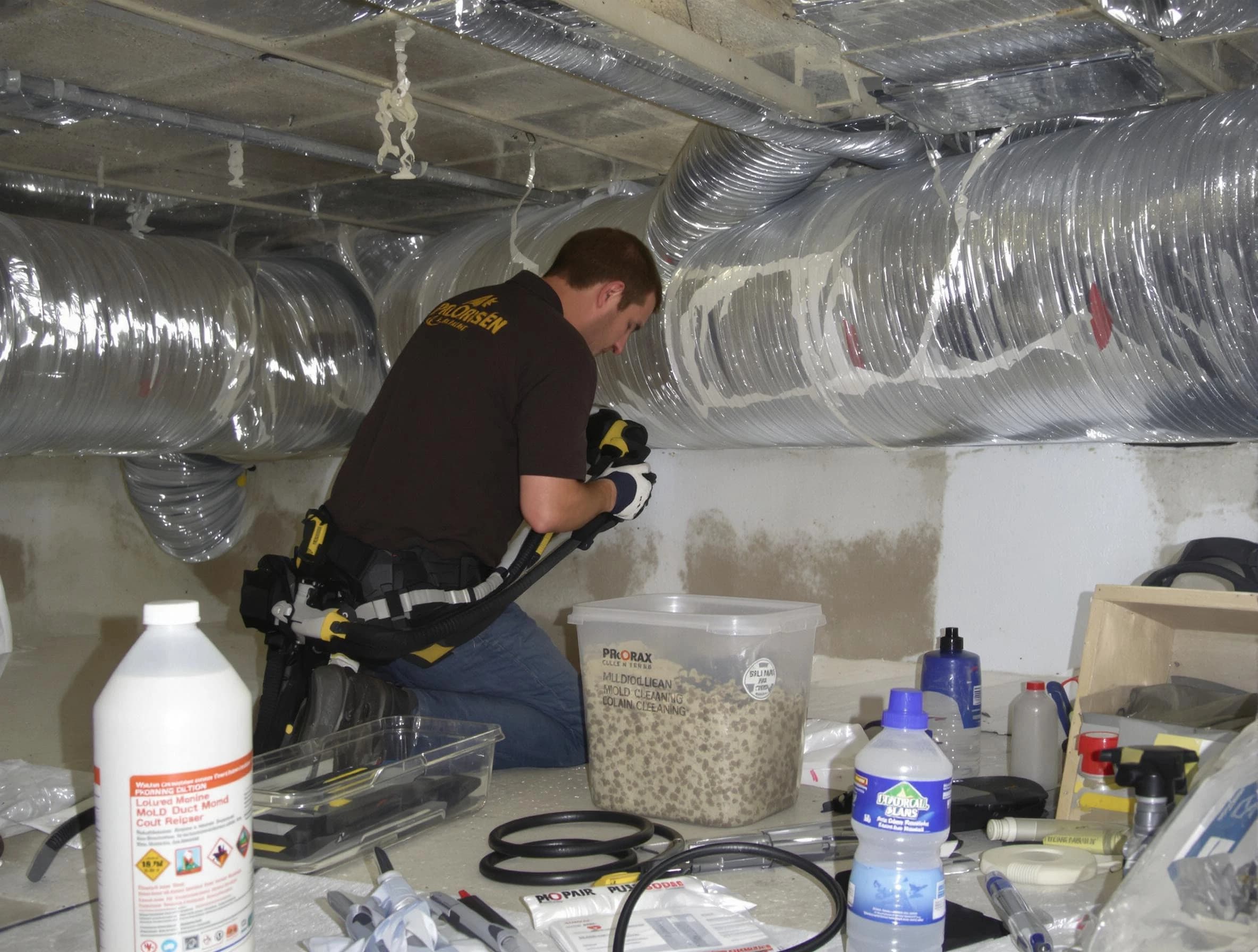 Pleasant View Air Duct Cleaning specialist performing professional mold removal from air ducts in Pleasant View