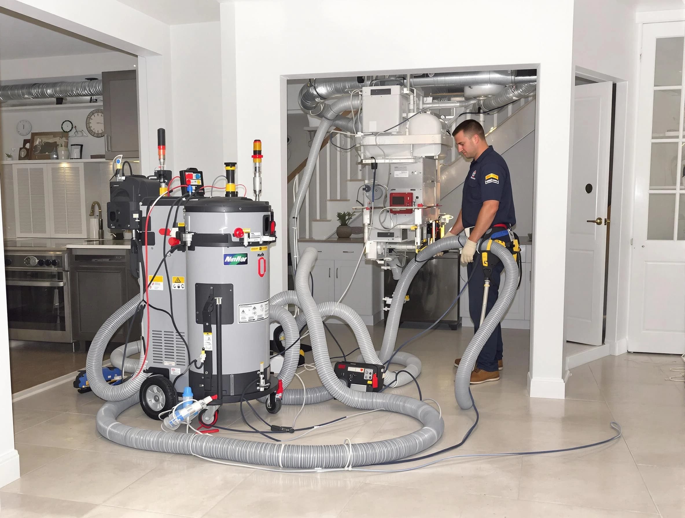 Pleasant View Air Duct Cleaning technician operating negative pressure cleaning equipment for thorough duct maintenance in Pleasant View