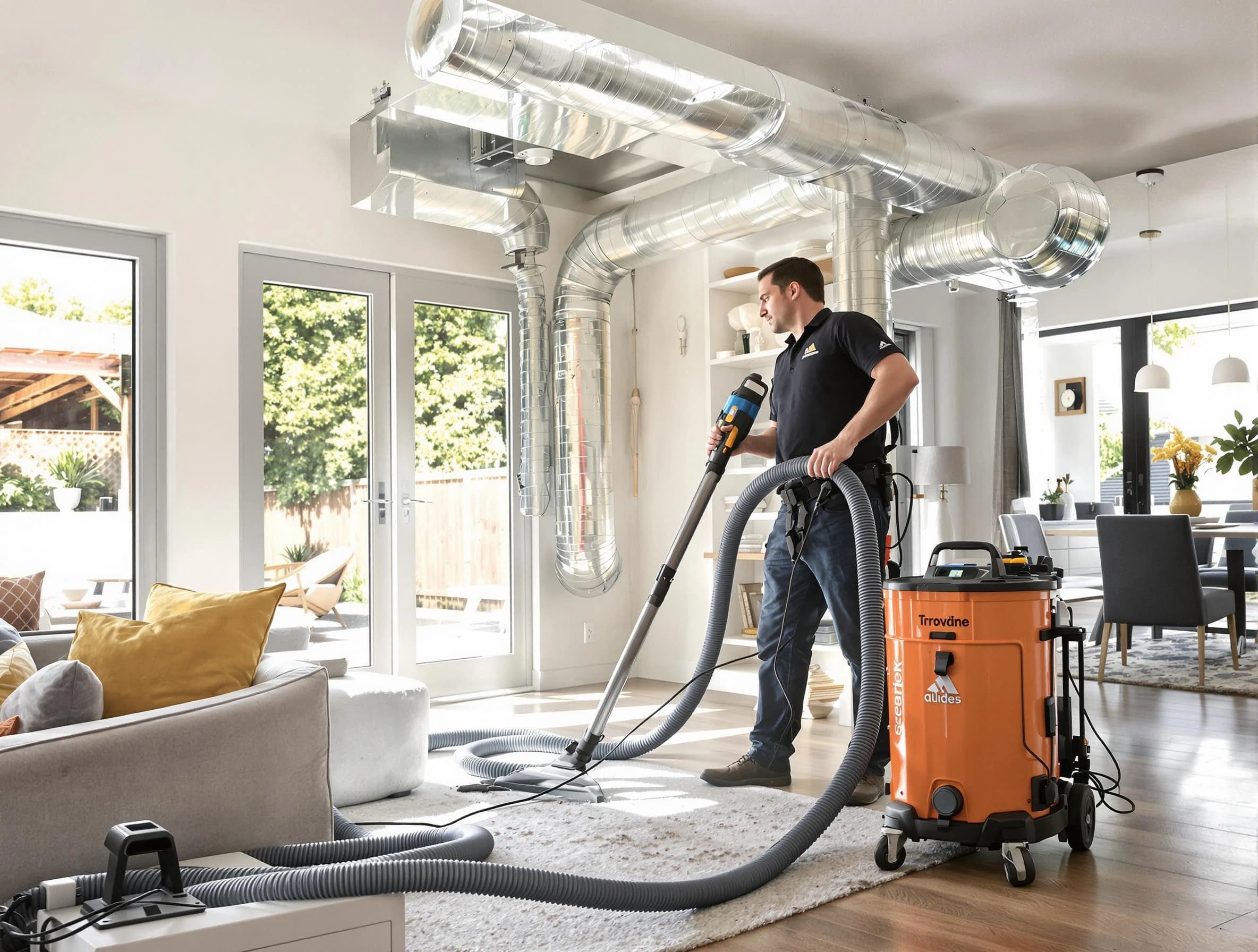 Pleasant View Air Duct Cleaning specialist performing thorough residential duct cleaning using advanced equipment in Pleasant View