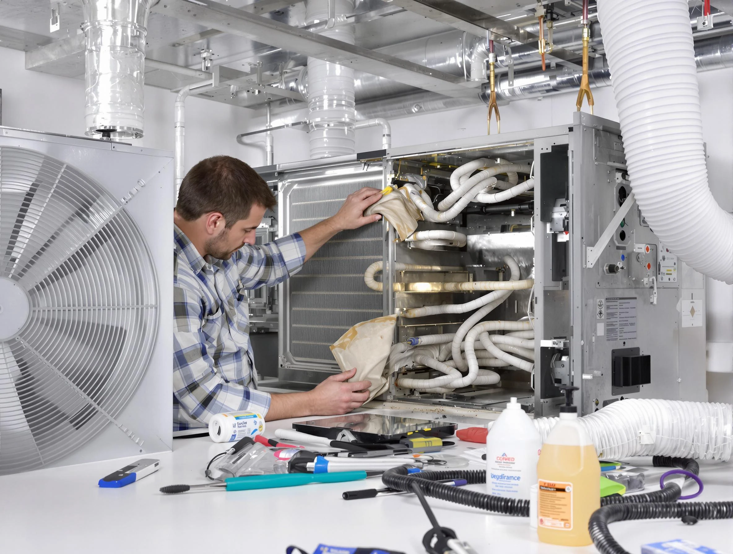 Pleasant View Air Duct Cleaning specialist performing precision AC coil cleaning in Pleasant View